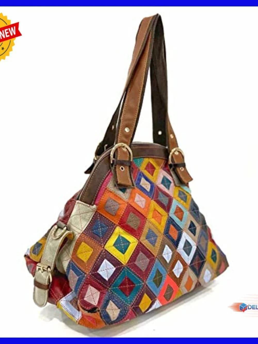 Genuine Leather Hobo Bag with 3D Flowers, Multi-Pocket Design, Adjustable Strap